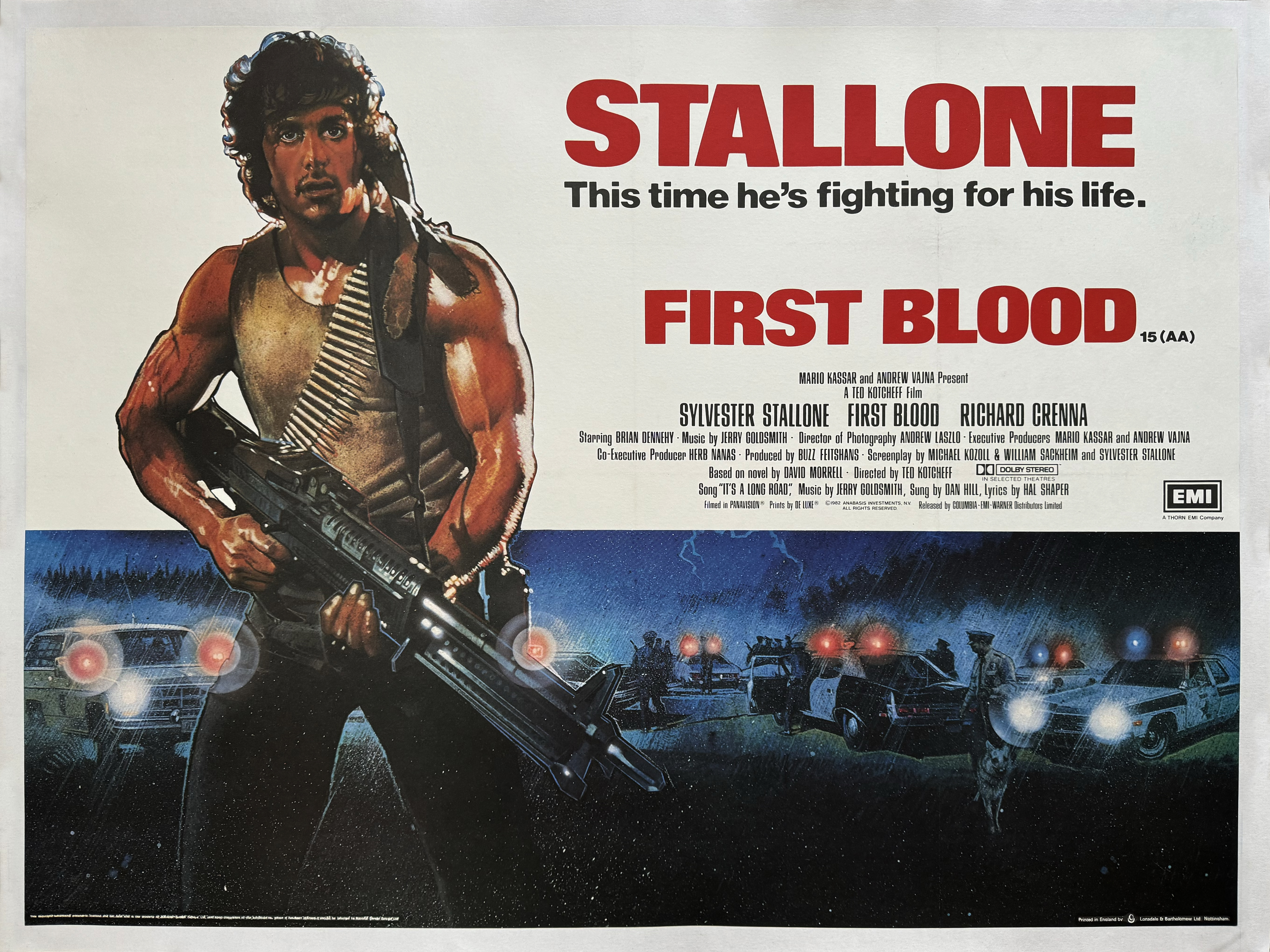 First Blood quad poster linen-backed