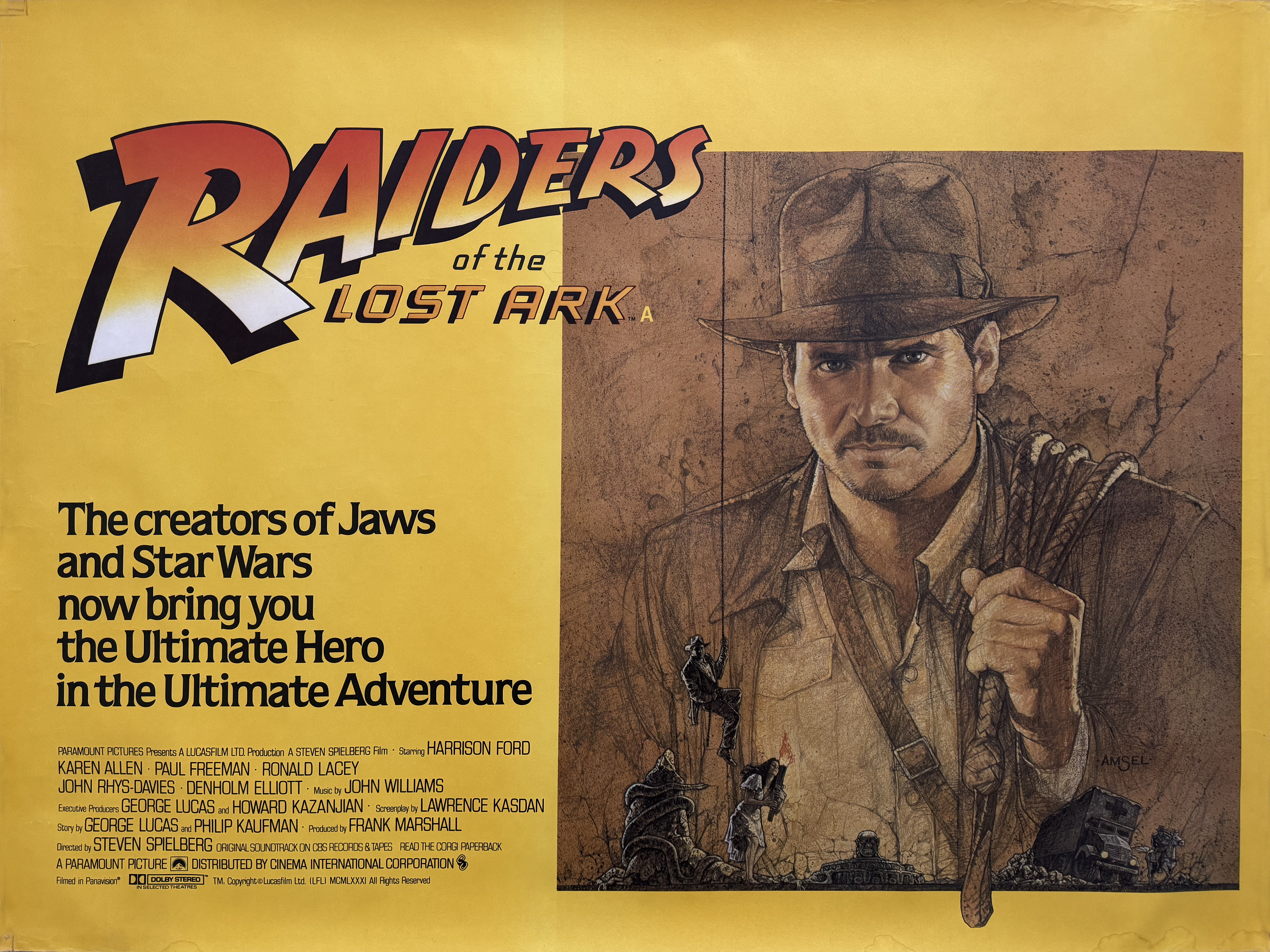Raiders of the Lost Ark - original 1981 movie quad poster