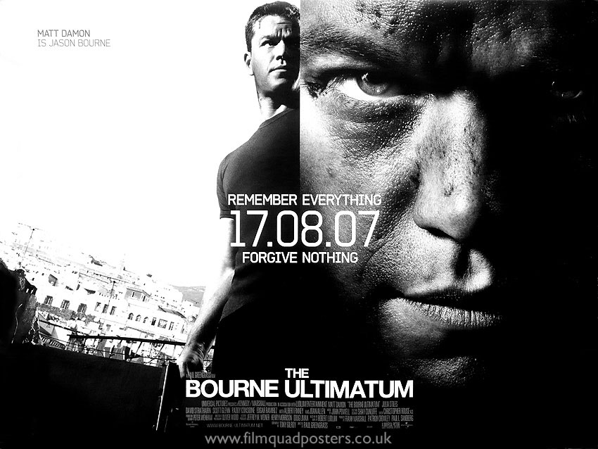 THE BOURNE ULTIMATUM movie quad poster