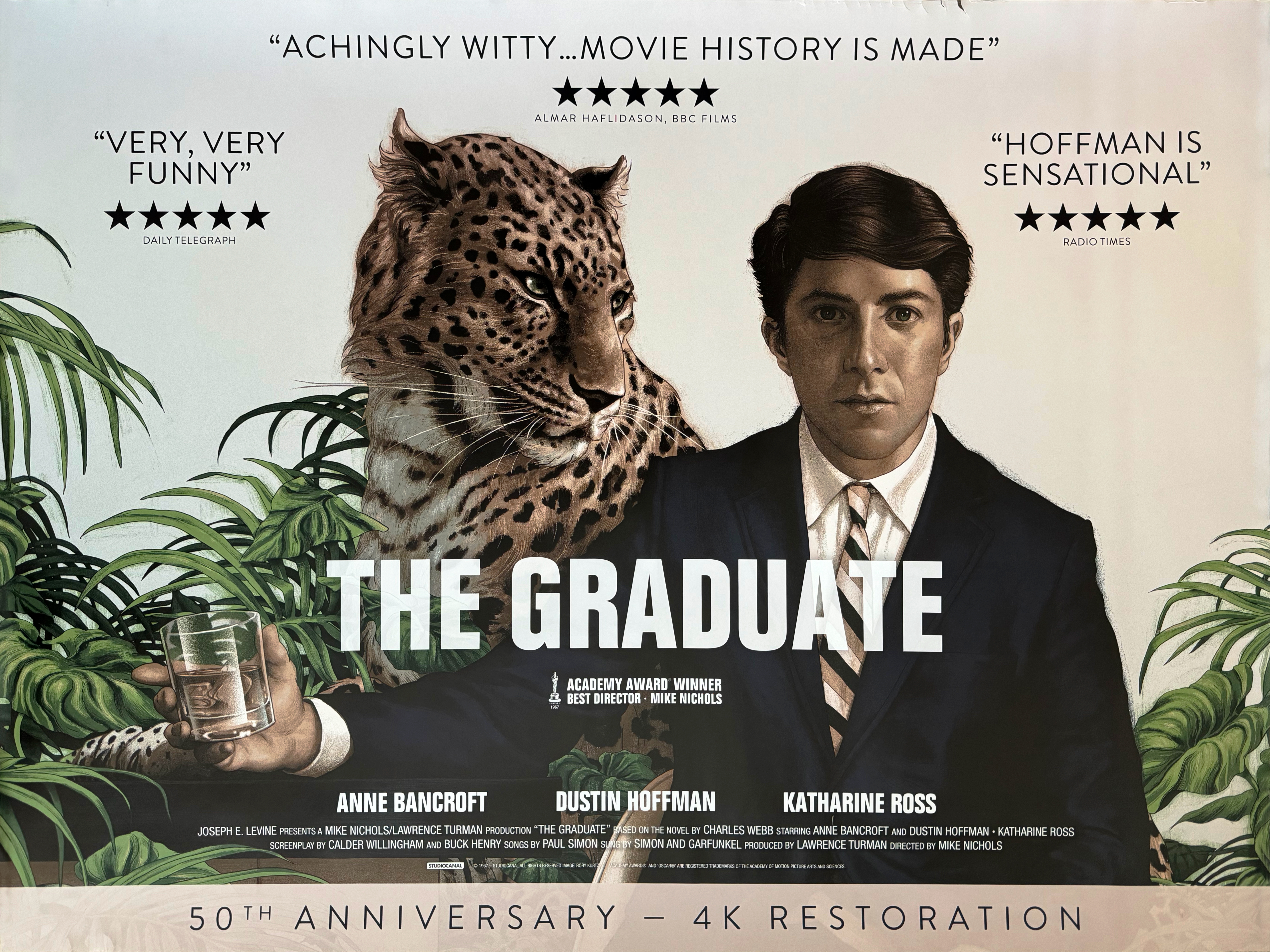 The Graduate 50th anniversary re-release movie quad poster