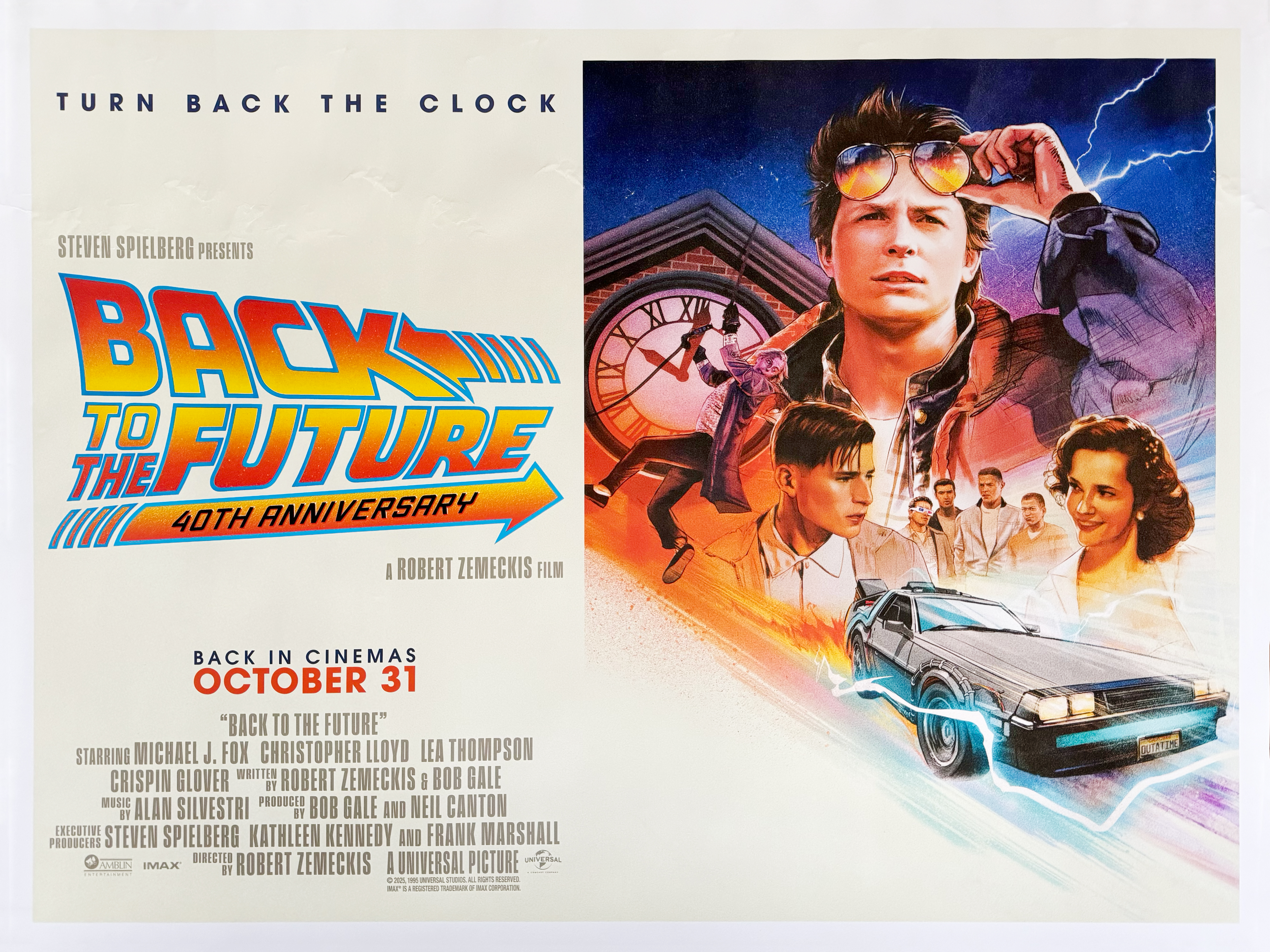 Back to The Future - original 40th anniversary movie quad poster
