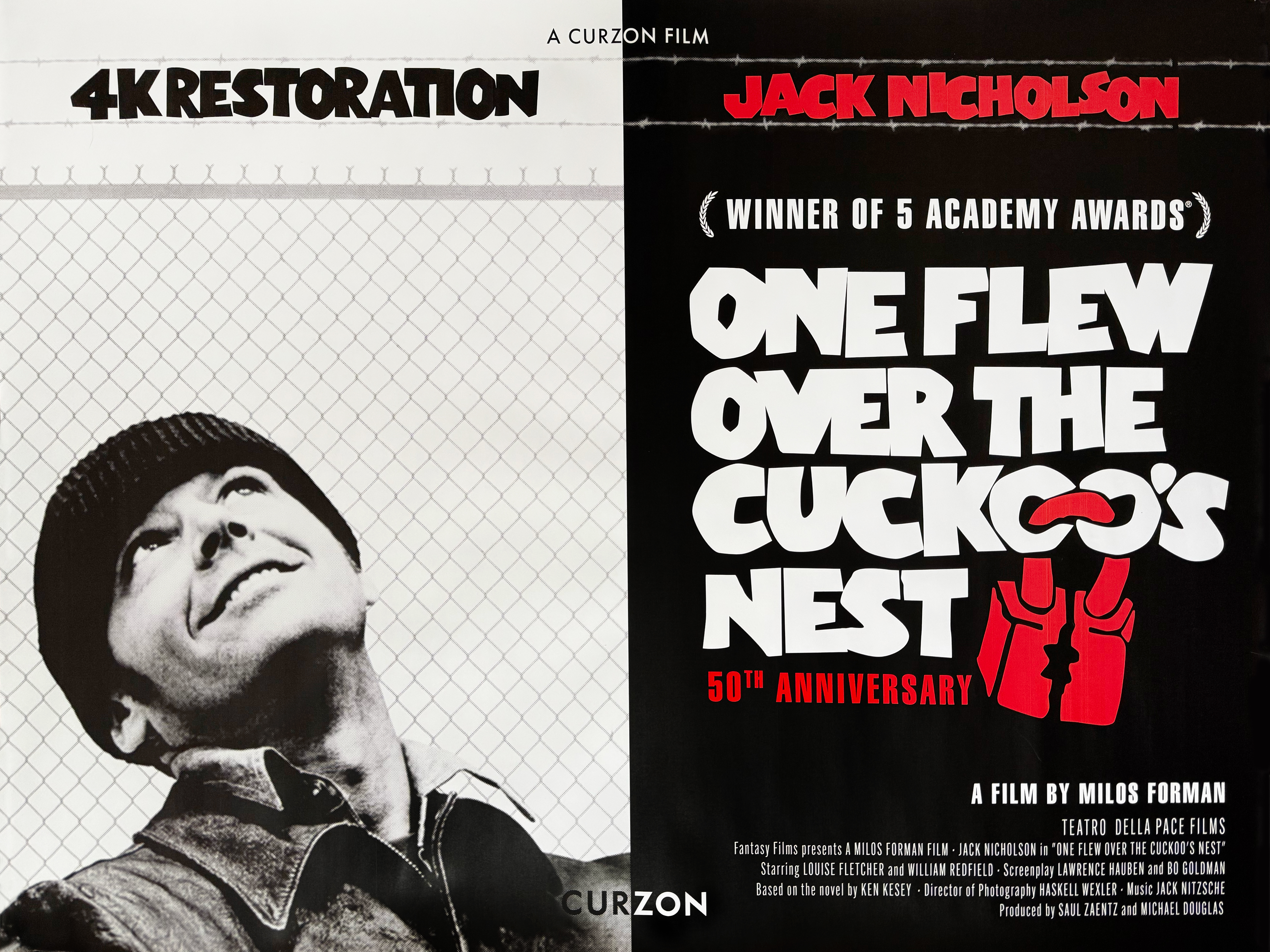 One Flew Over The Cuckoo's Nest 50th anniversary re-release movie quad poster
